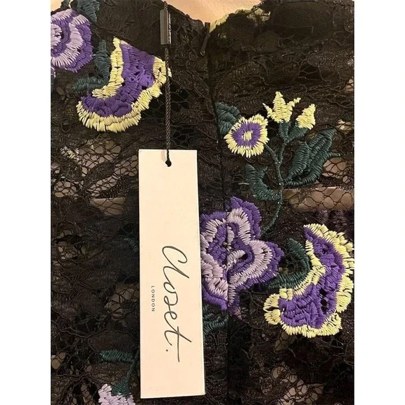 Closet London Women's Floral Lace High Neck Blouse Top Size 6 Steampunk Romantic - Picture 7 of 11